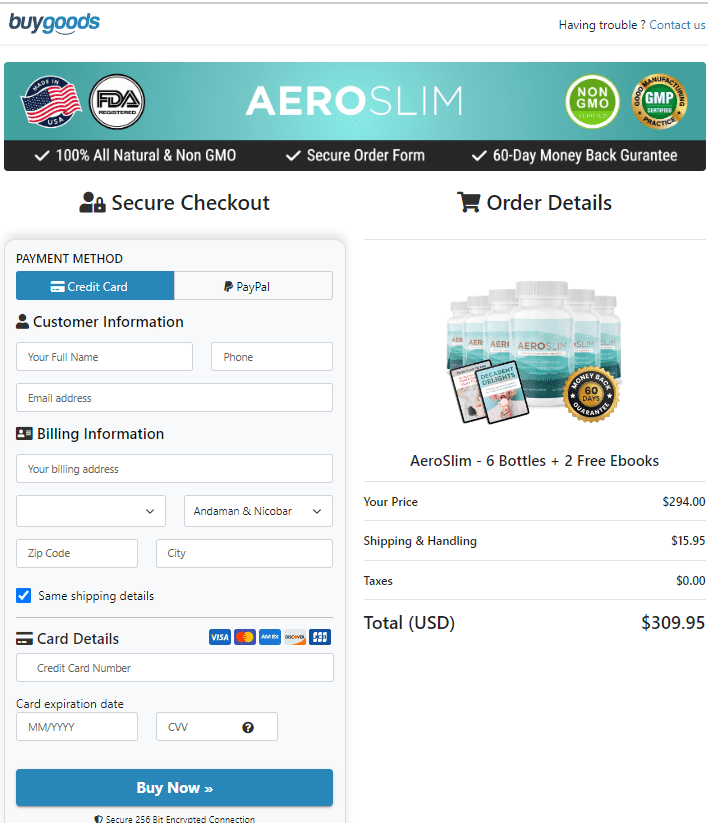 Aeroslim Order Page